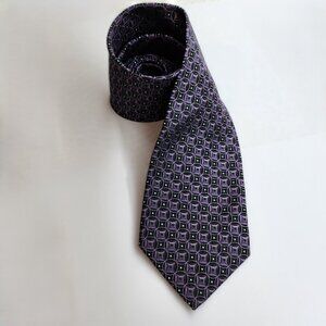100 % Silk Purple Geometric Print Tie